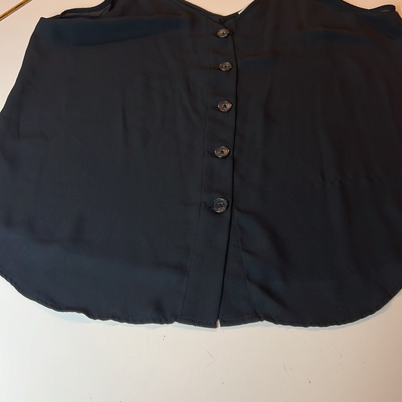 🖤LOFT BLACK SLIGHTLY SHEER V NECK TOP WITH BUTTONS SIZE LARGE - Picture 11 of 13